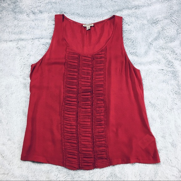 Burberry Tops - Burberry Rose Red Silk Ruffled Blouse Sz 14